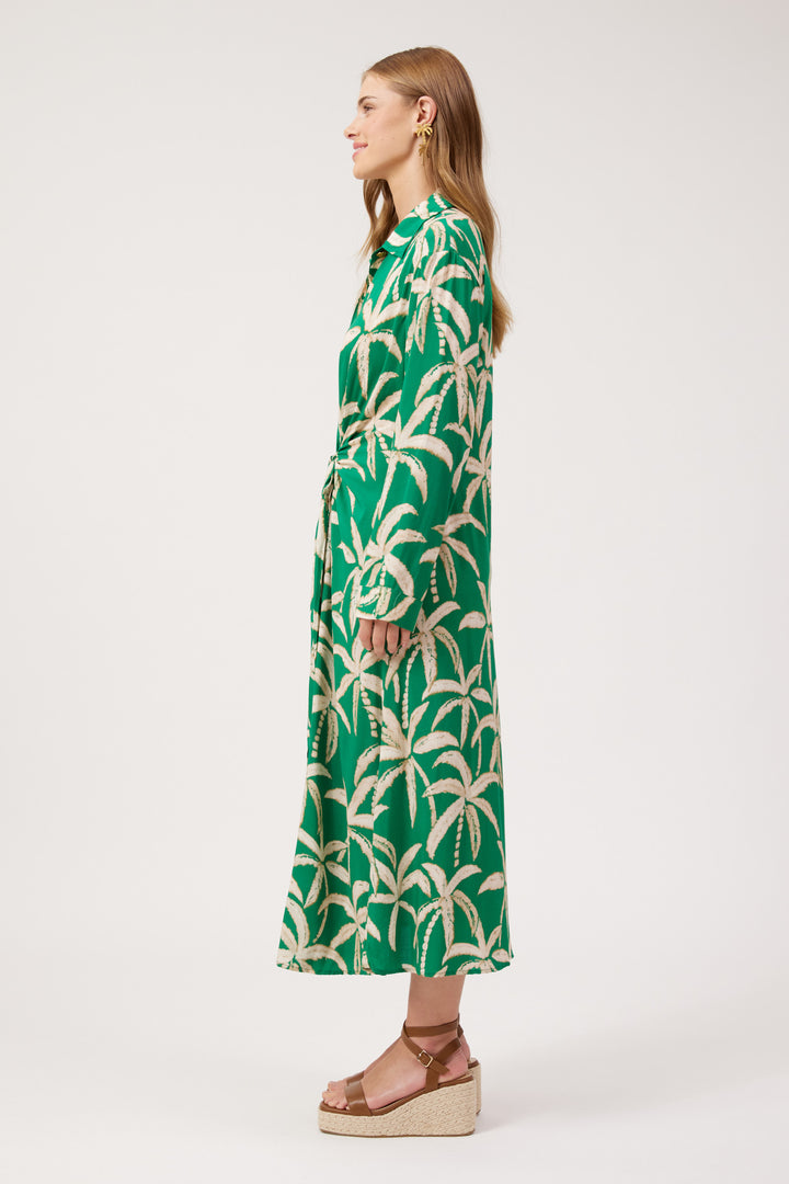 Haven Palm Green Congo Midi Shirt Dress