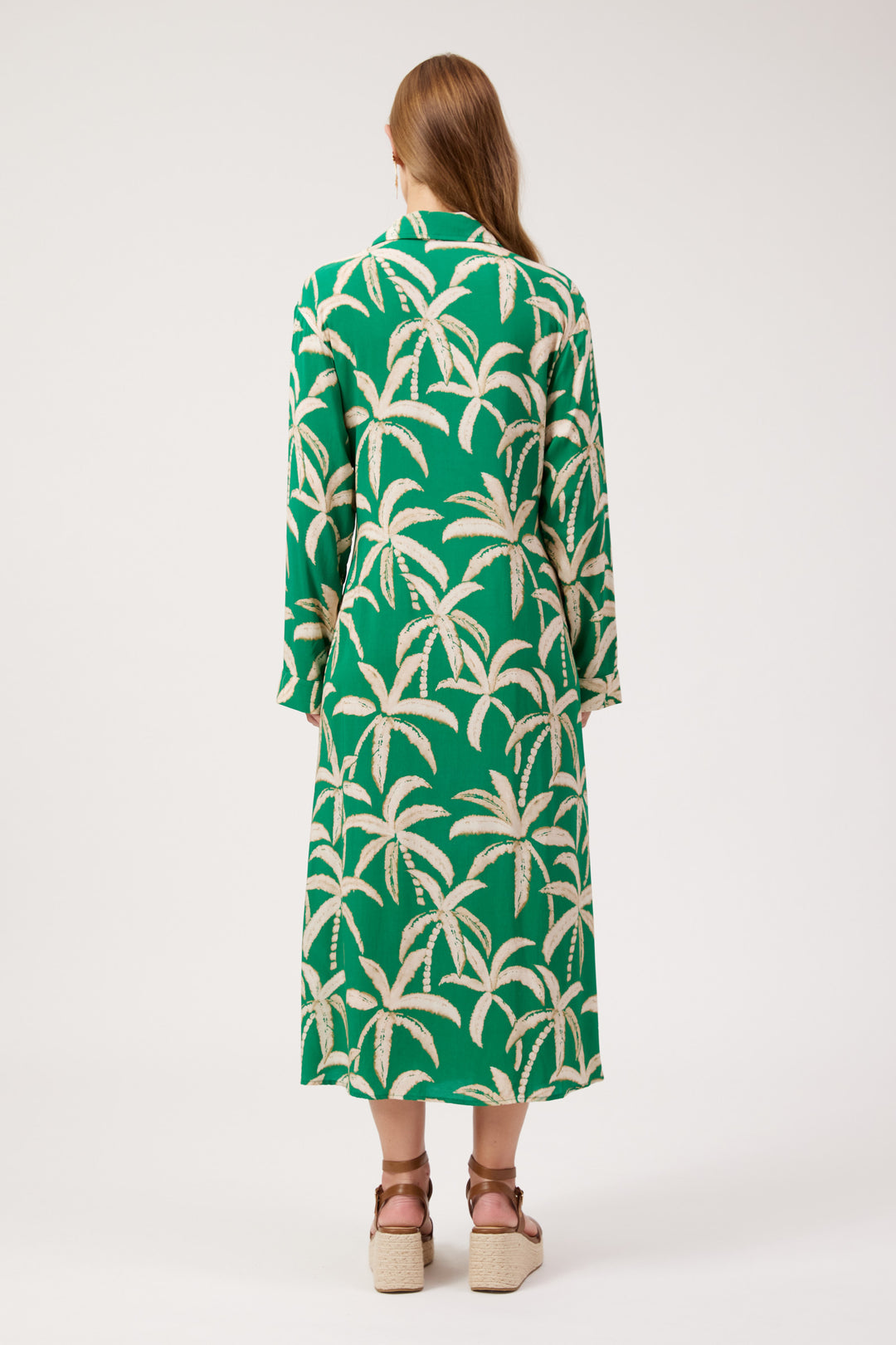 Haven Palm Green Congo Midi Shirt Dress