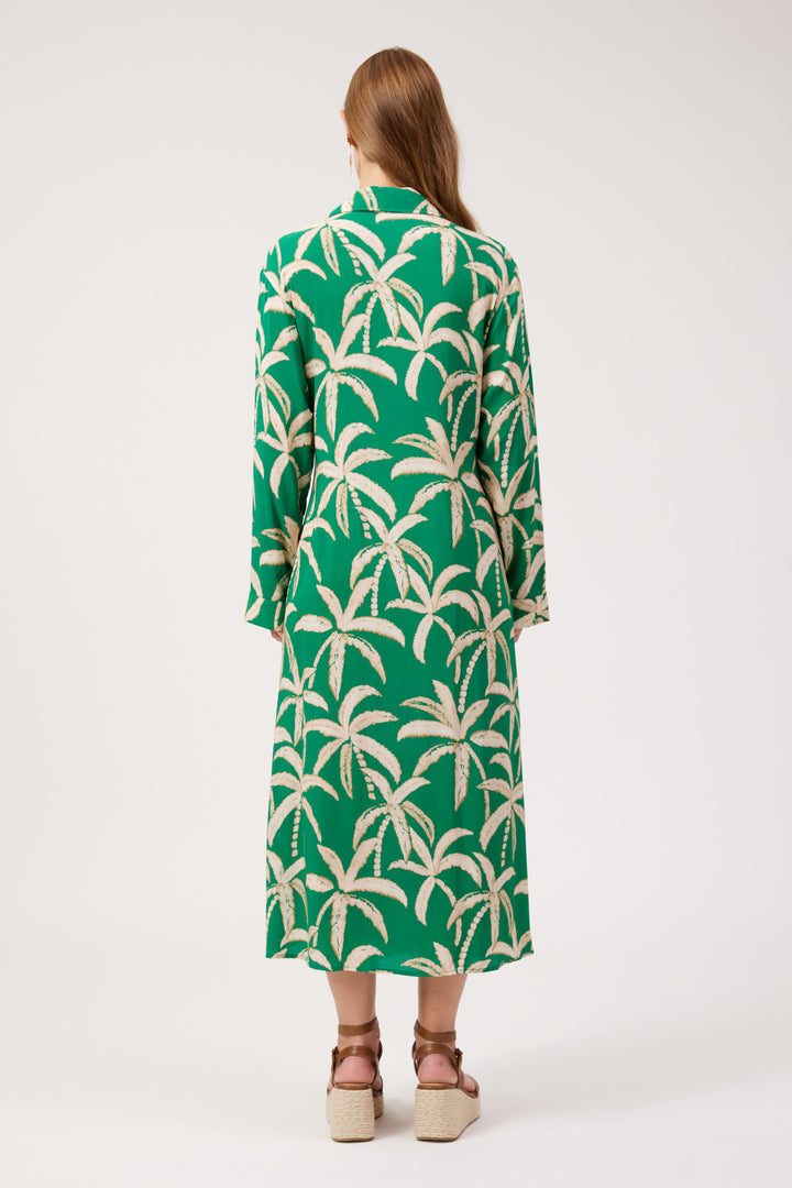 Haven Palm Green Congo Midi Shirt Dress