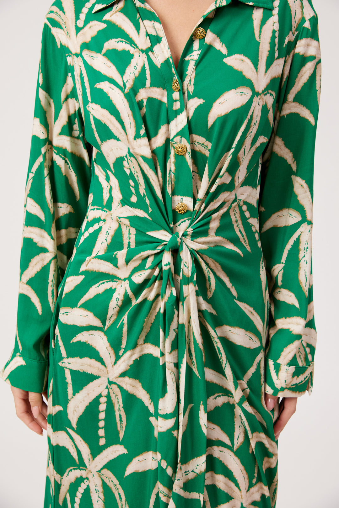 Haven Palm Green Congo Midi Shirt Dress