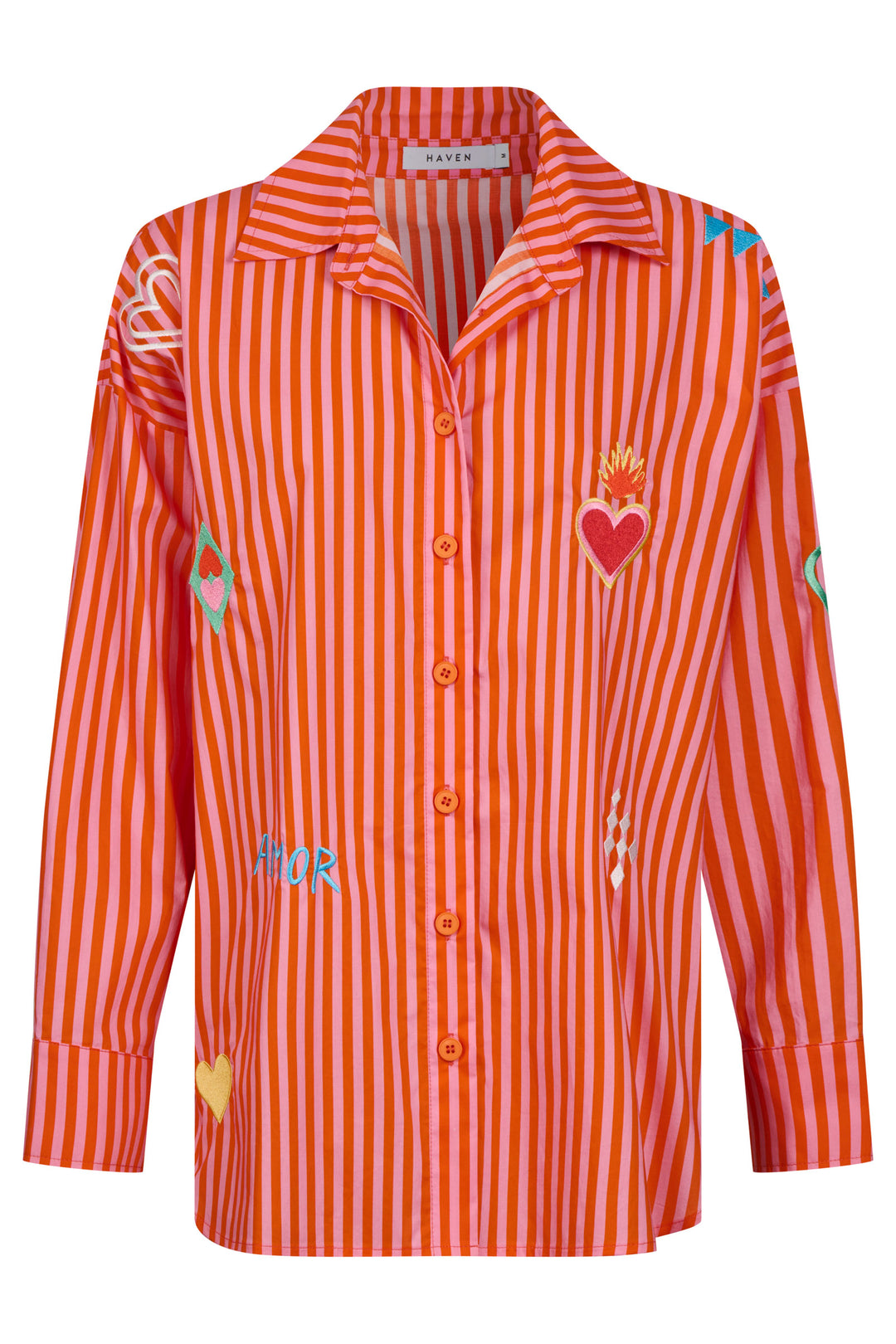 Haven Pink Stripe Mykonos Embroidered Shirt