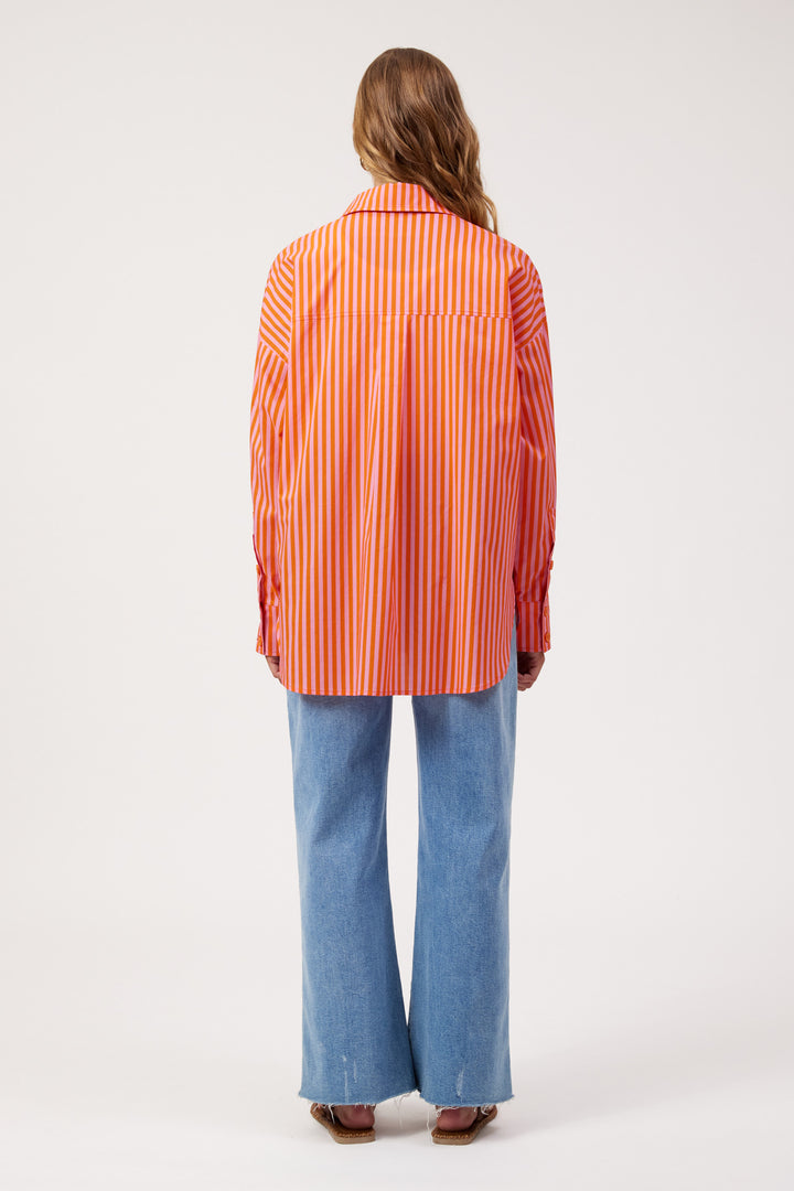 Haven Pink Stripe Mykonos Embroidered Shirt