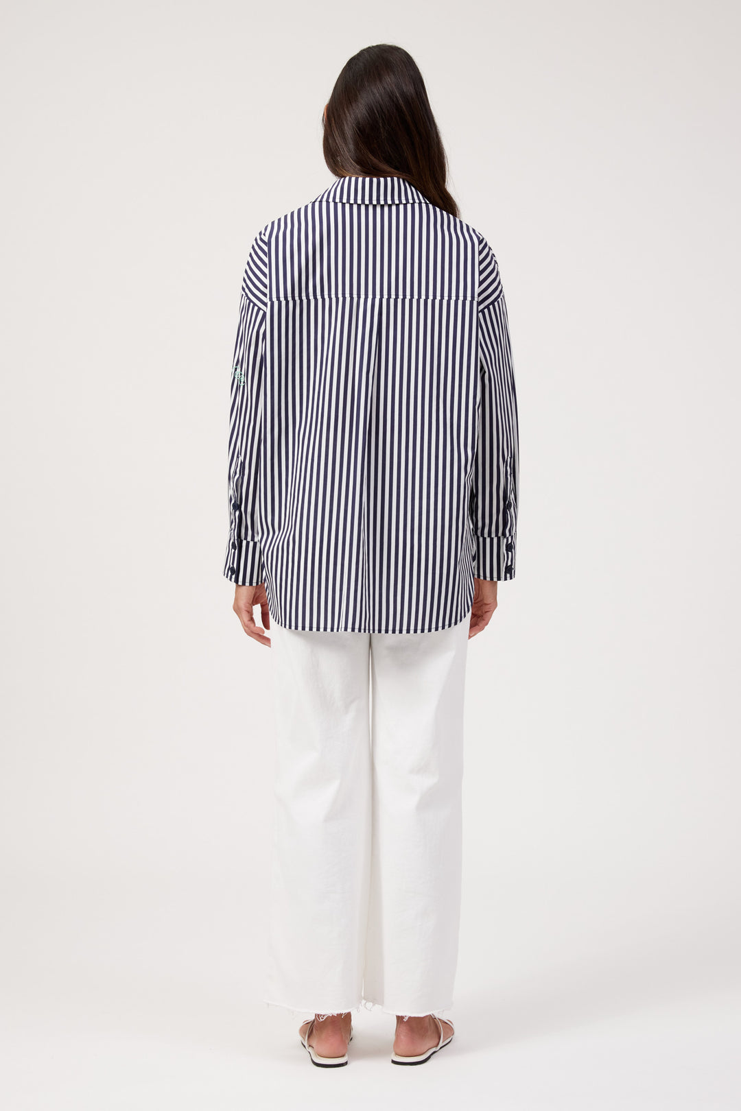 Haven Navy & White Stripe Mykonos Embroidered Shirt