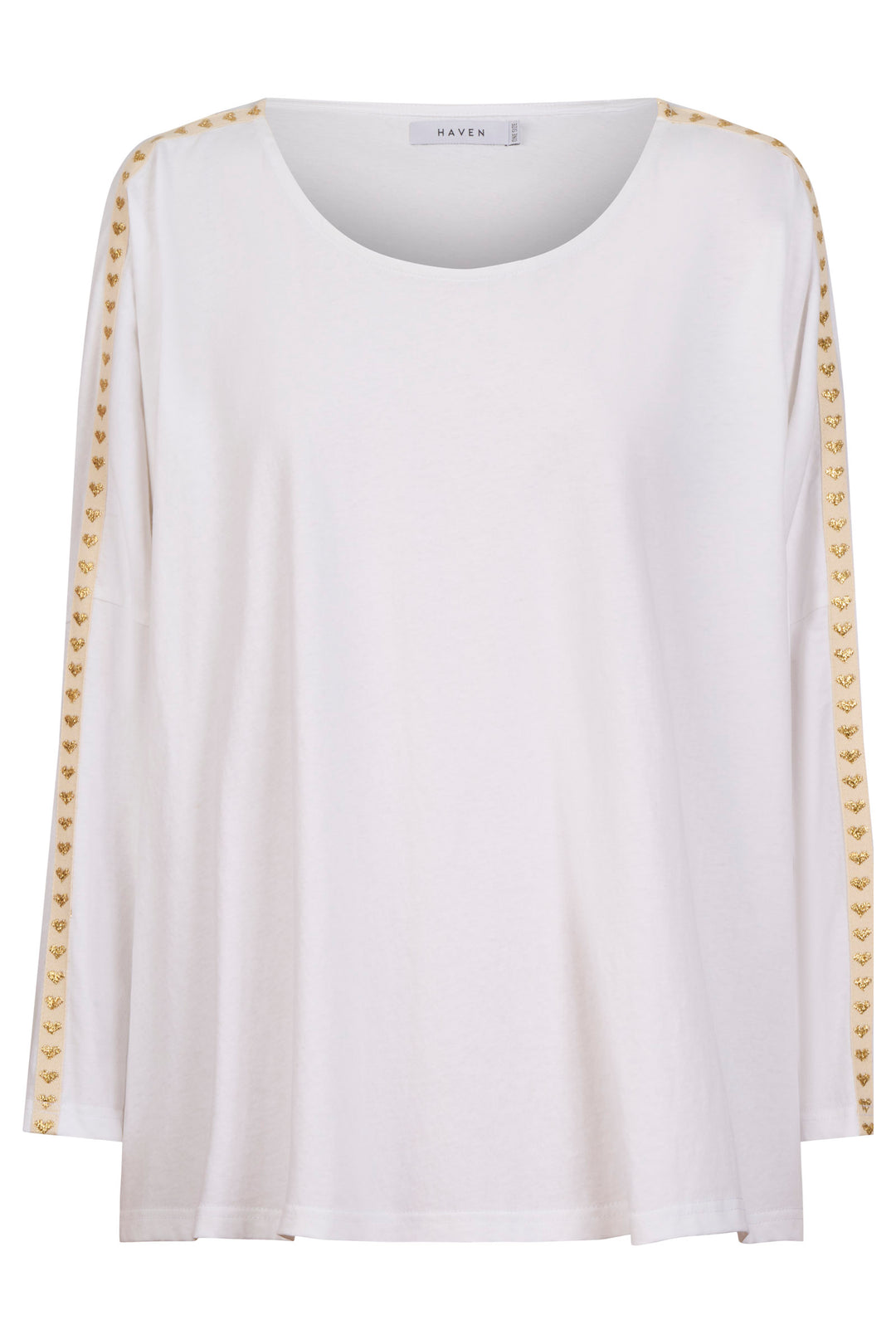 Haven White & Gold Heart Elba Heart Long Sleeve Tee