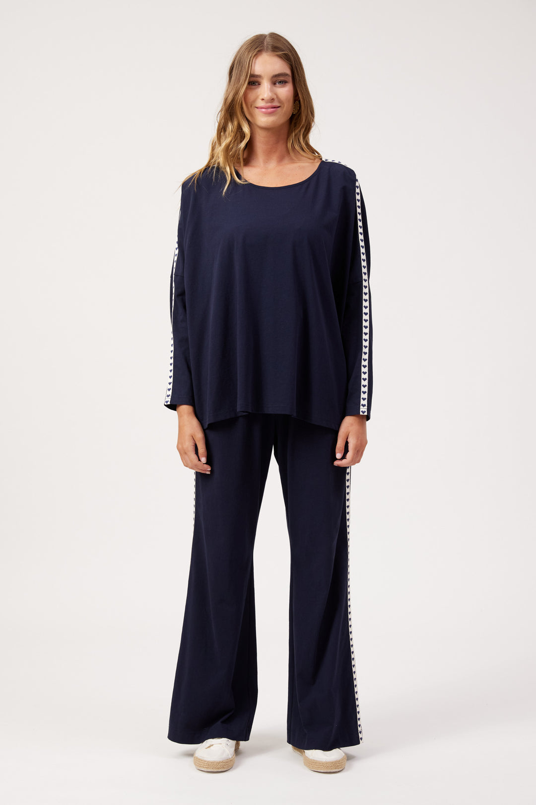 Haven Navy Heart Elba Heart Long Sleeve Tee