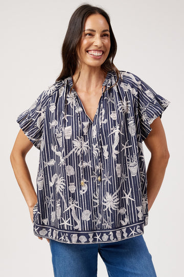 Haven Sea Blue Crete Top