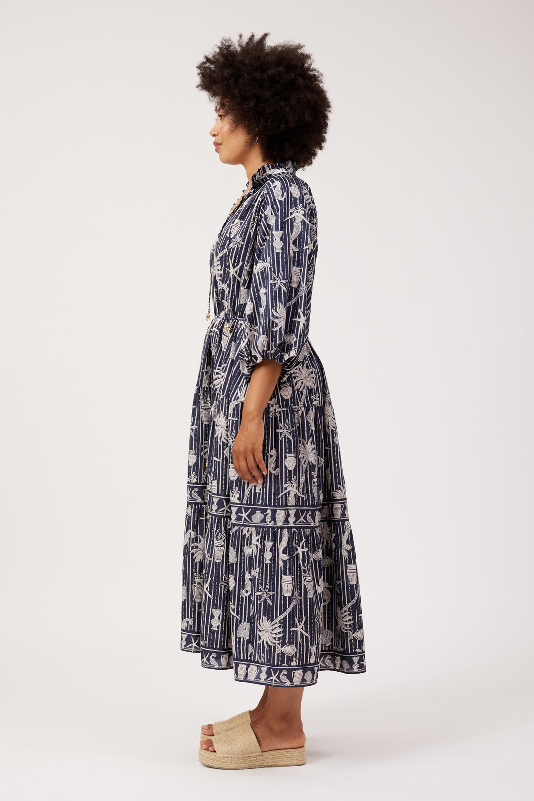 Haven Sea Blue Crete Tiered Dress