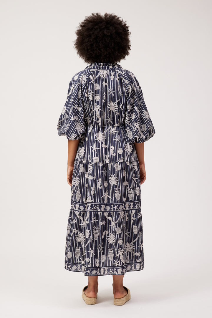 Haven Sea Blue Crete Tiered Dress