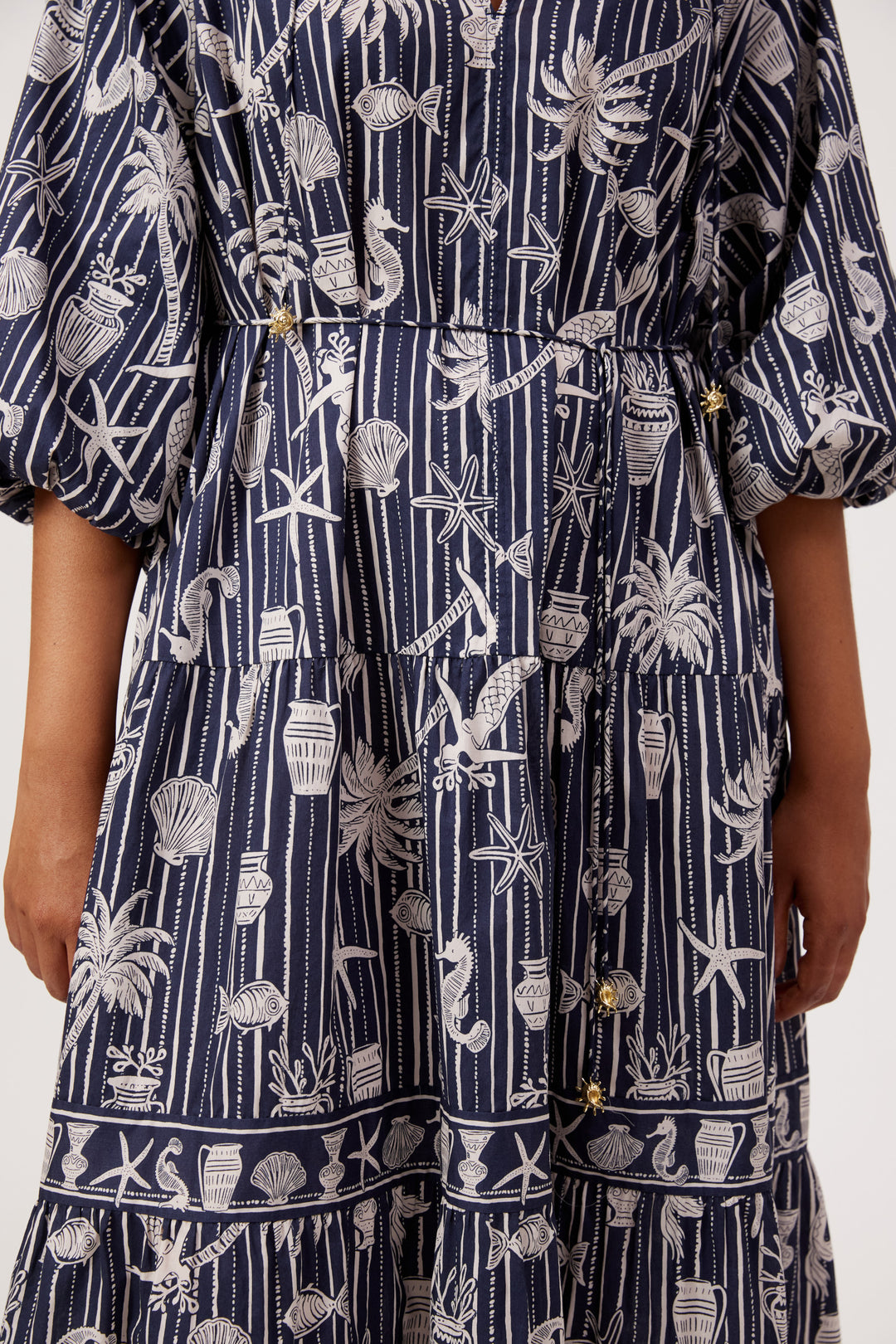 Haven Sea Blue Crete Tiered Dress