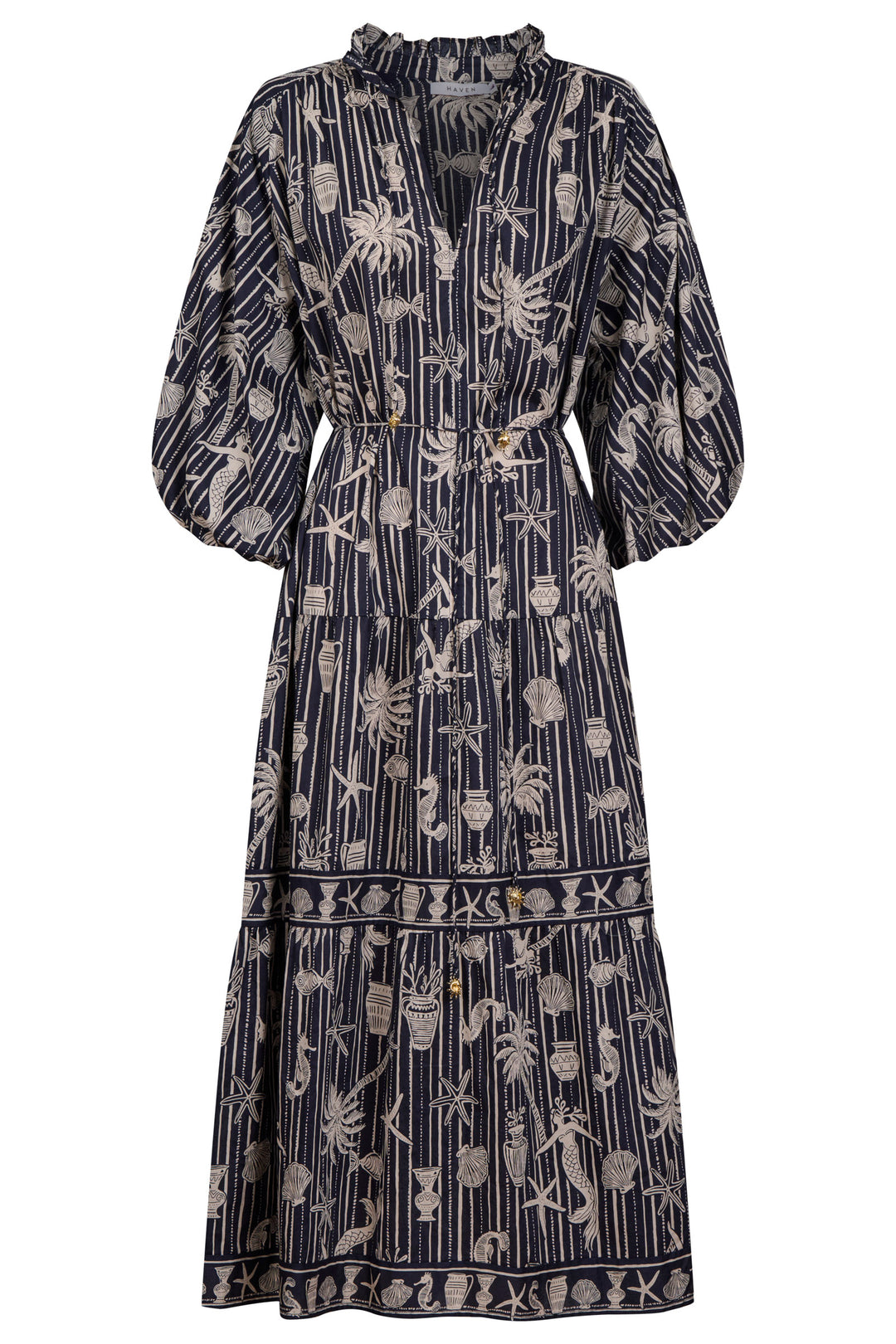 Haven Sea Blue Crete Tiered Dress