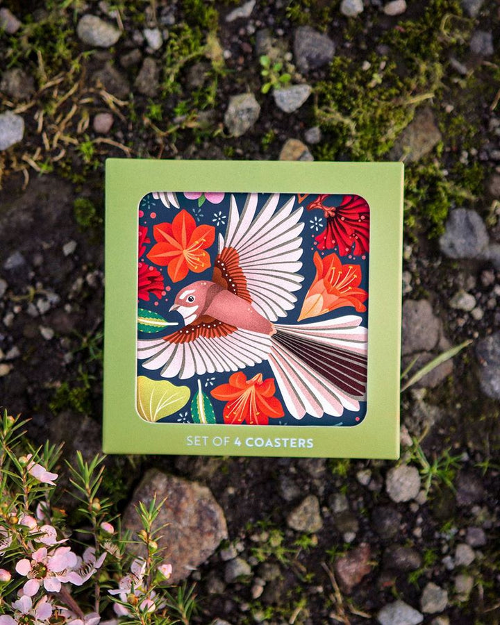 Catherine Marion Chirpy Fantail Set of 4 Boxed Coasters