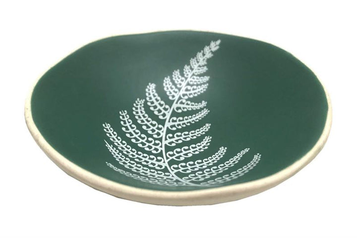 Jo Luping White Fern on Green 7cm Porcelain Bowl