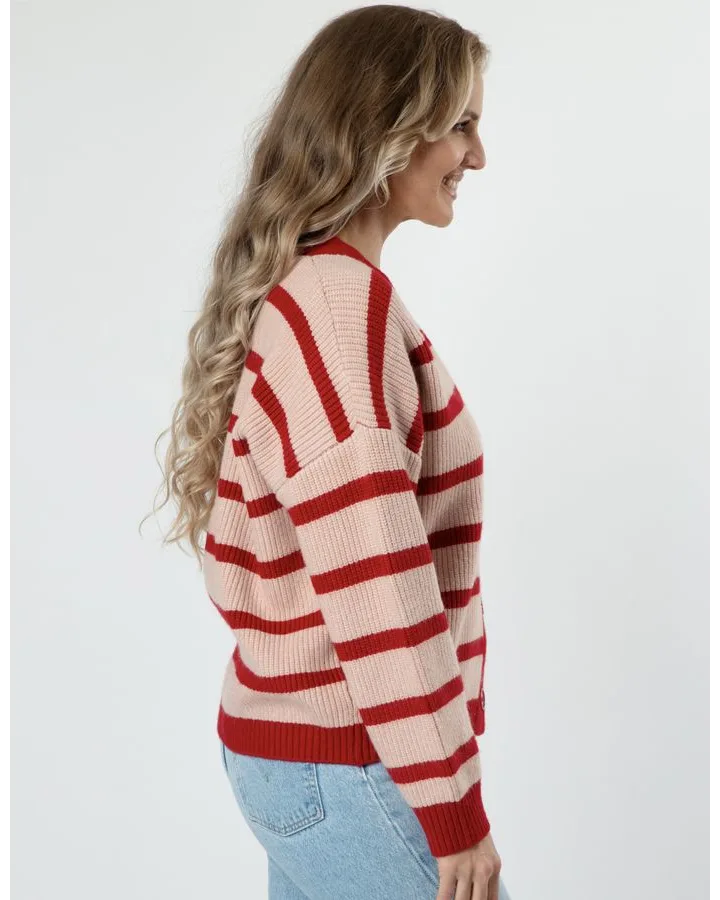 PINK & RED STRIPE GREYSON CARDIGAN