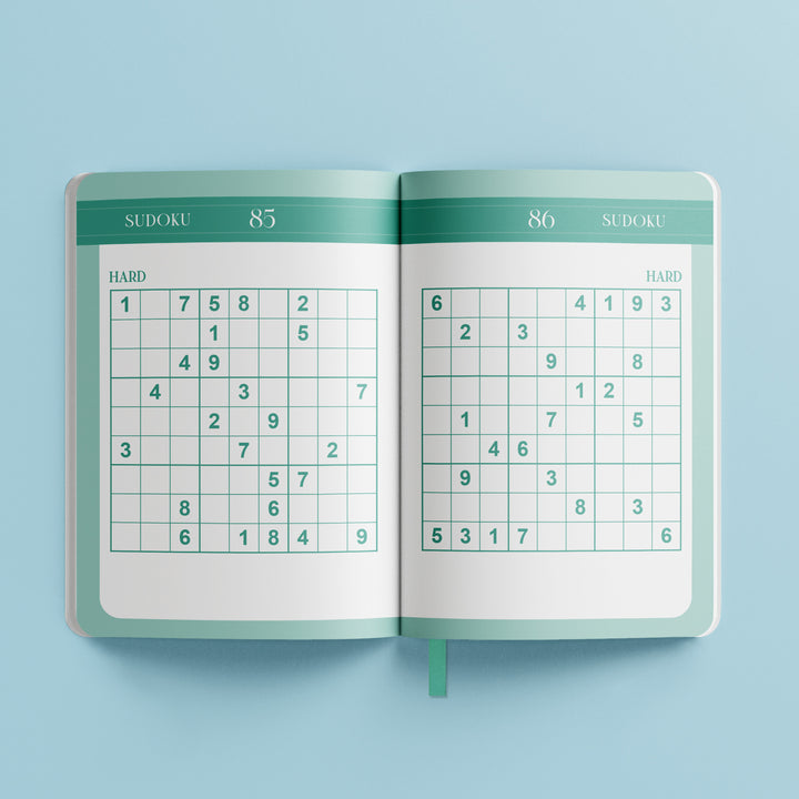 Hinkler Faux Leather Sudoku Puzzle Book in sage green - view 2