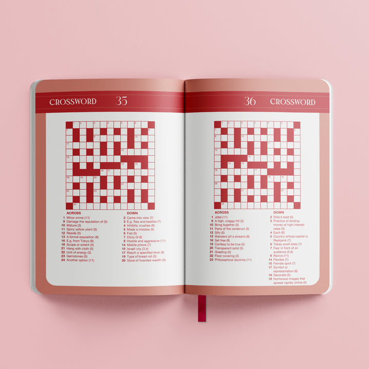 Hinkler Faux Leather Crossword Puzzle Book in burgundy - view 2