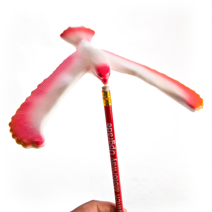 Pink Balance Bird balancing on a pencil tip - RAPT ONLINE
