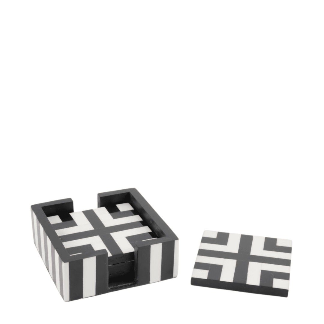 EBONY & IVORY COASTER SET7