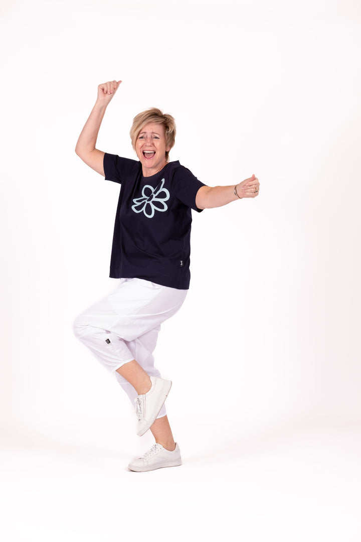 Jellicoe Navy Flower Basic Tee