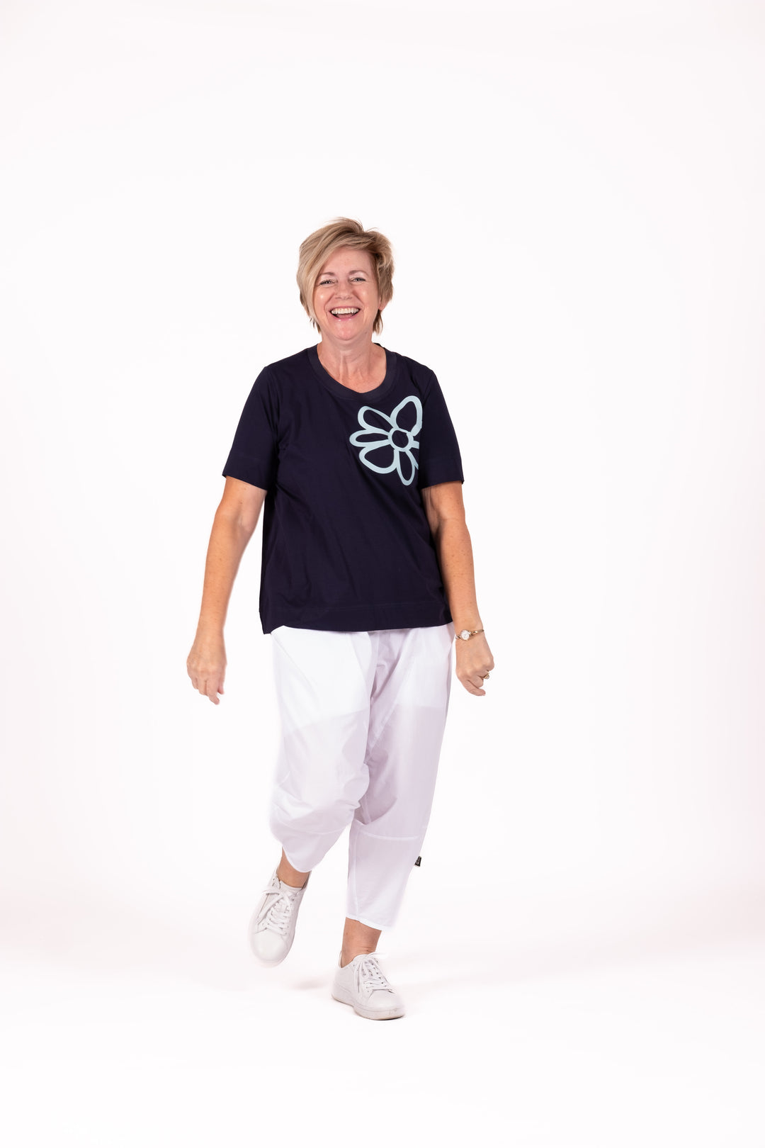 Jellicoe Navy Flower Basic Tee