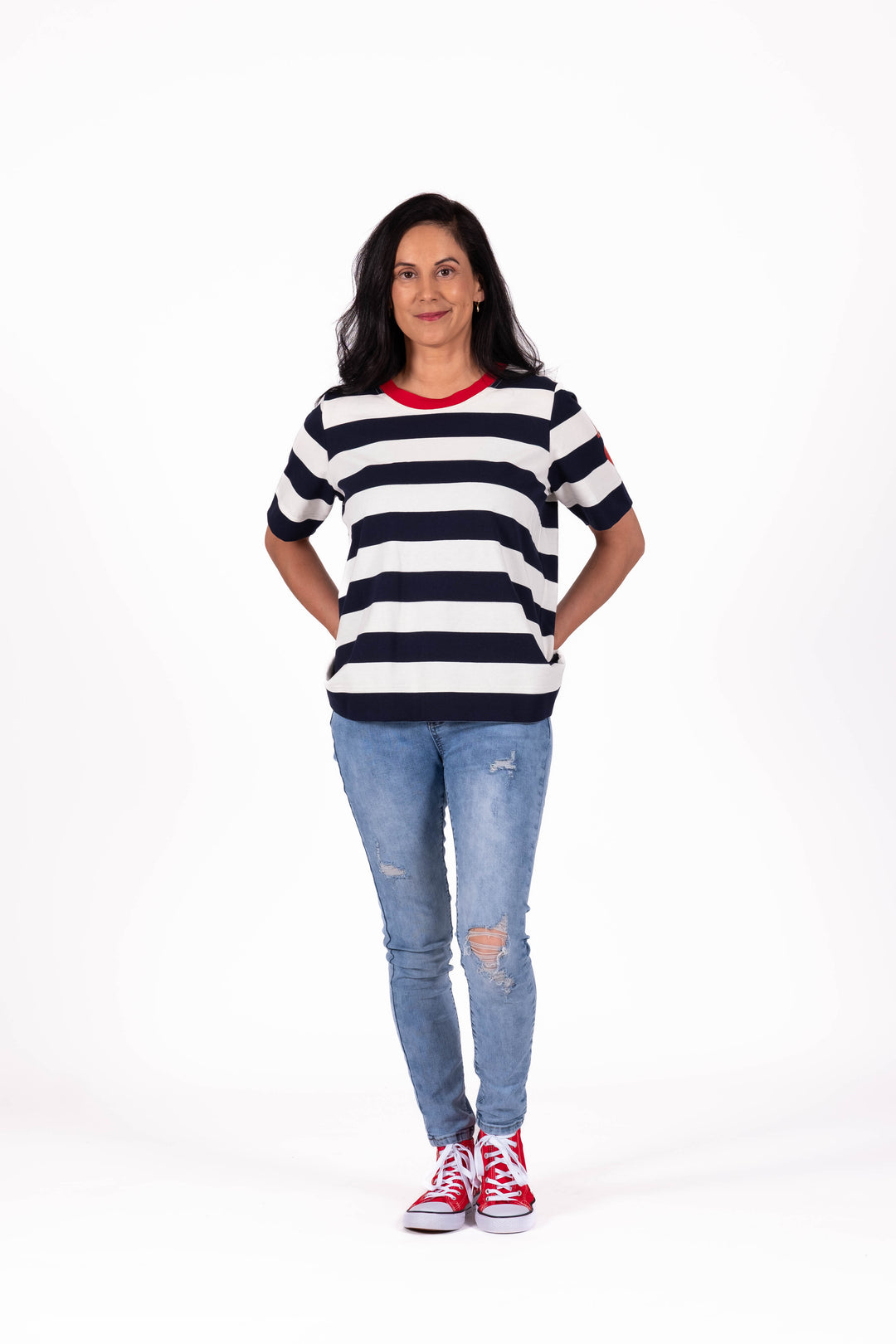 Jellicoe Navy Stripe Basic Tee