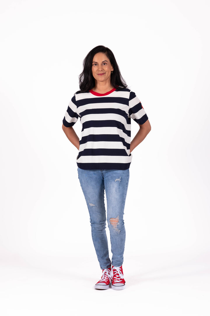 Jellicoe Navy Stripe Basic Tee