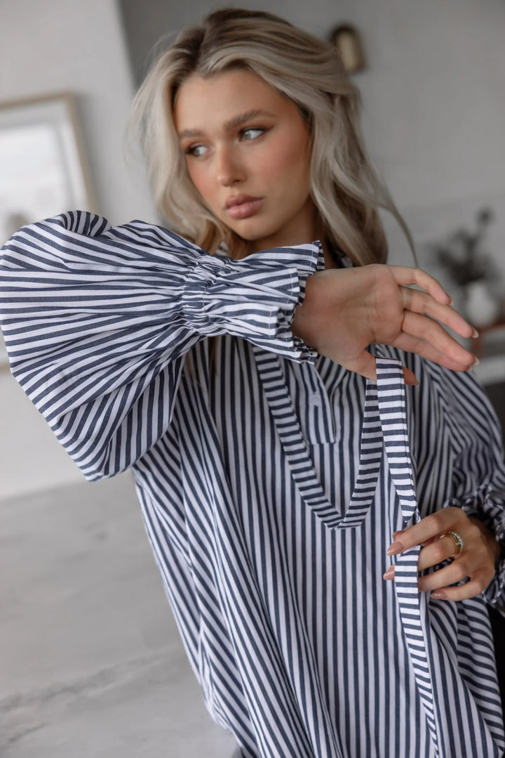 Alexandra Danill Blouse Navy Stripe