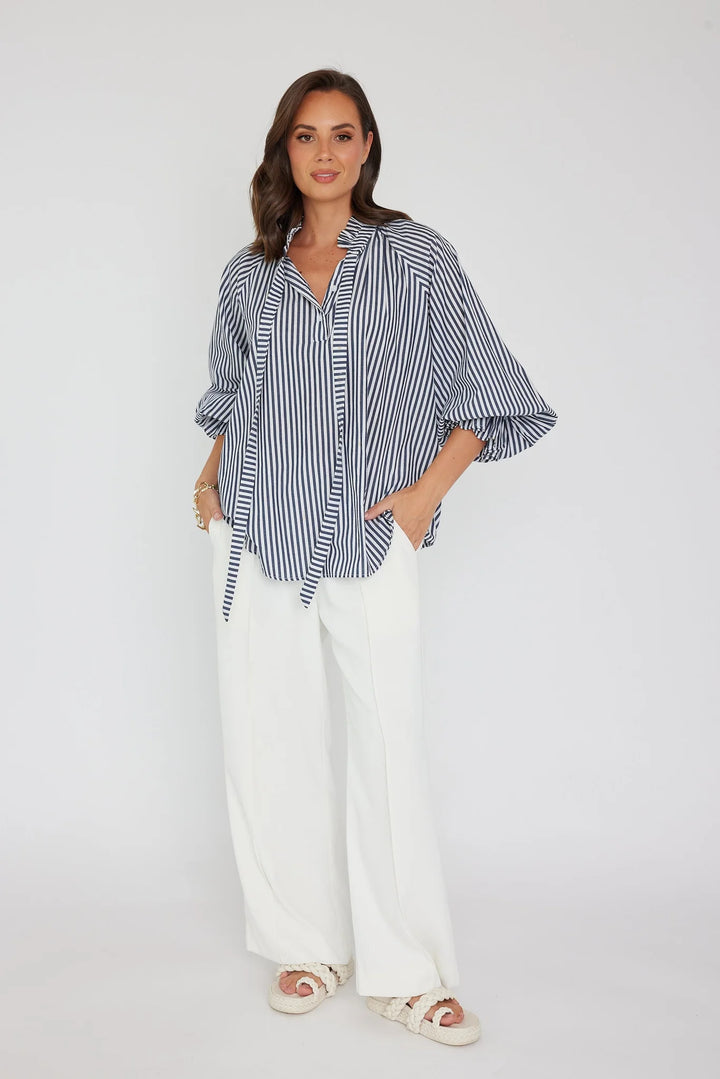 Alexandra Danill Blouse Navy Stripe