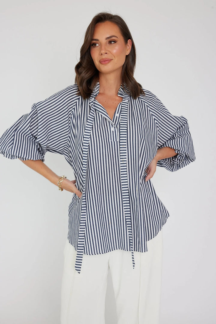 Alexandra Danill Blouse Navy Stripe