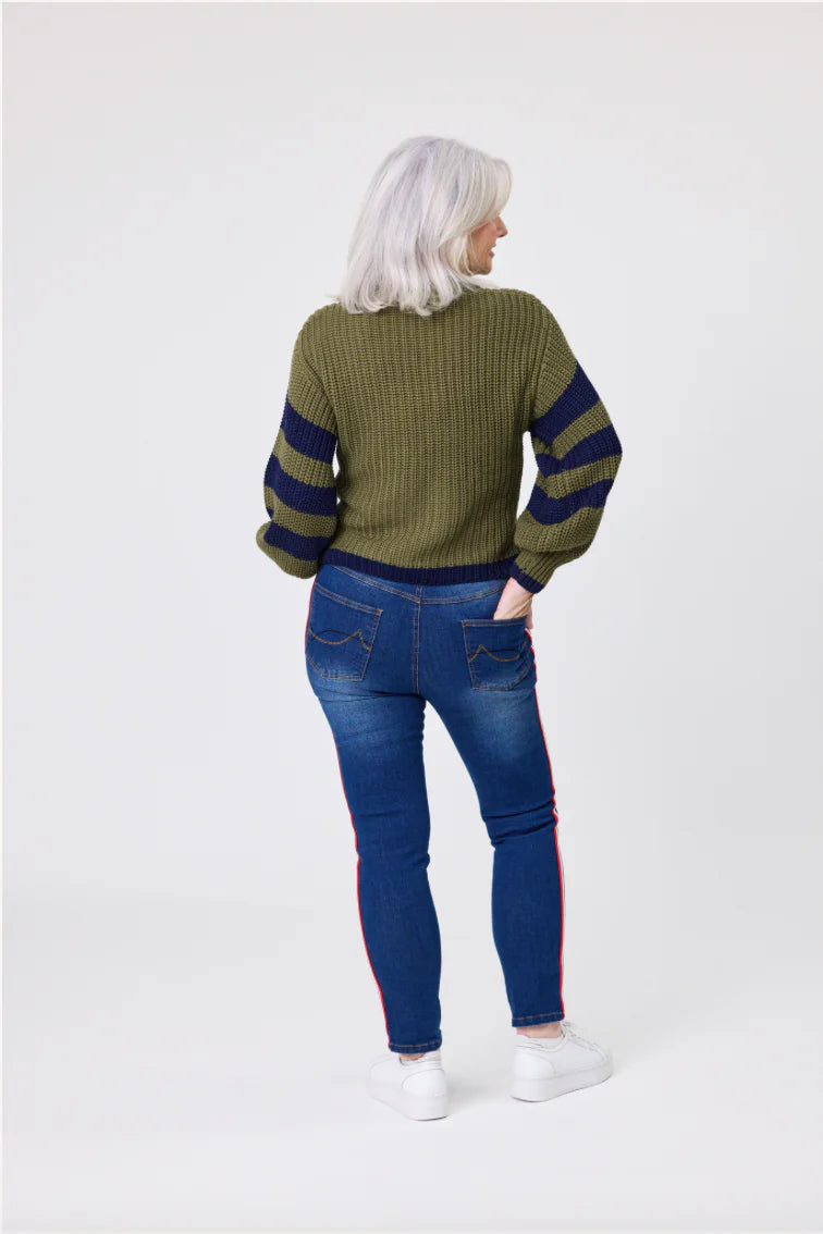Lemon Tree Aliza Knit Khaki & Navy