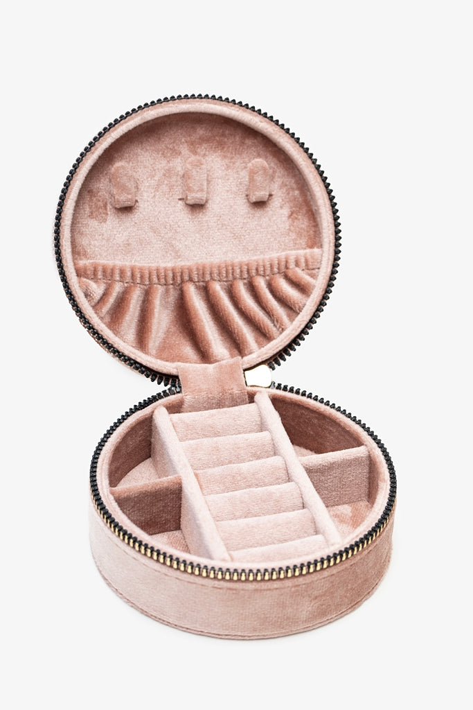 Antler Blush Velvet Jewellery Travel Box