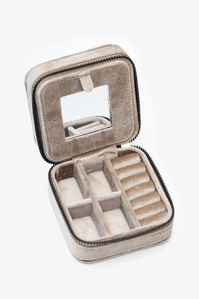 Antler Taupe Velvet Jewellery Travel Box
