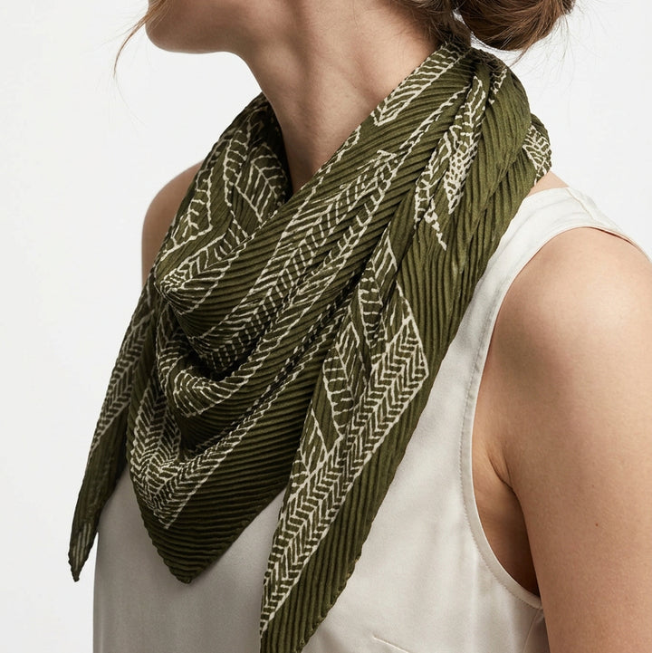 Antler Large Pleated Nomad Scarf - Green