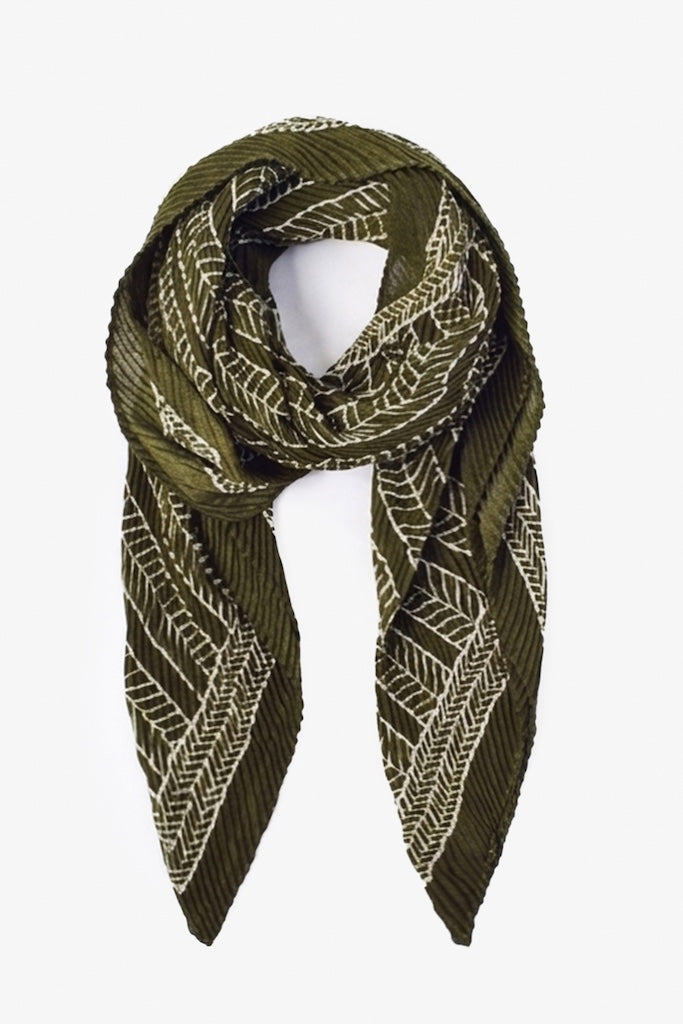 Antler Large Pleated Nomad Scarf - Green