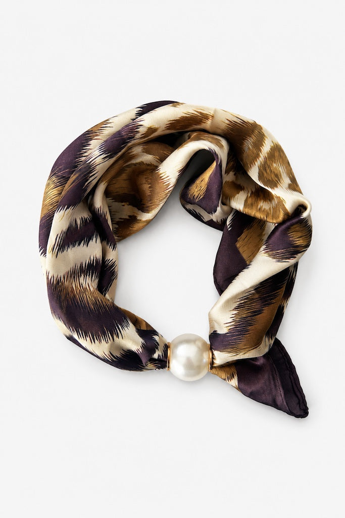 Desert Fawn Pearl Fasten Neck Tie Scarf