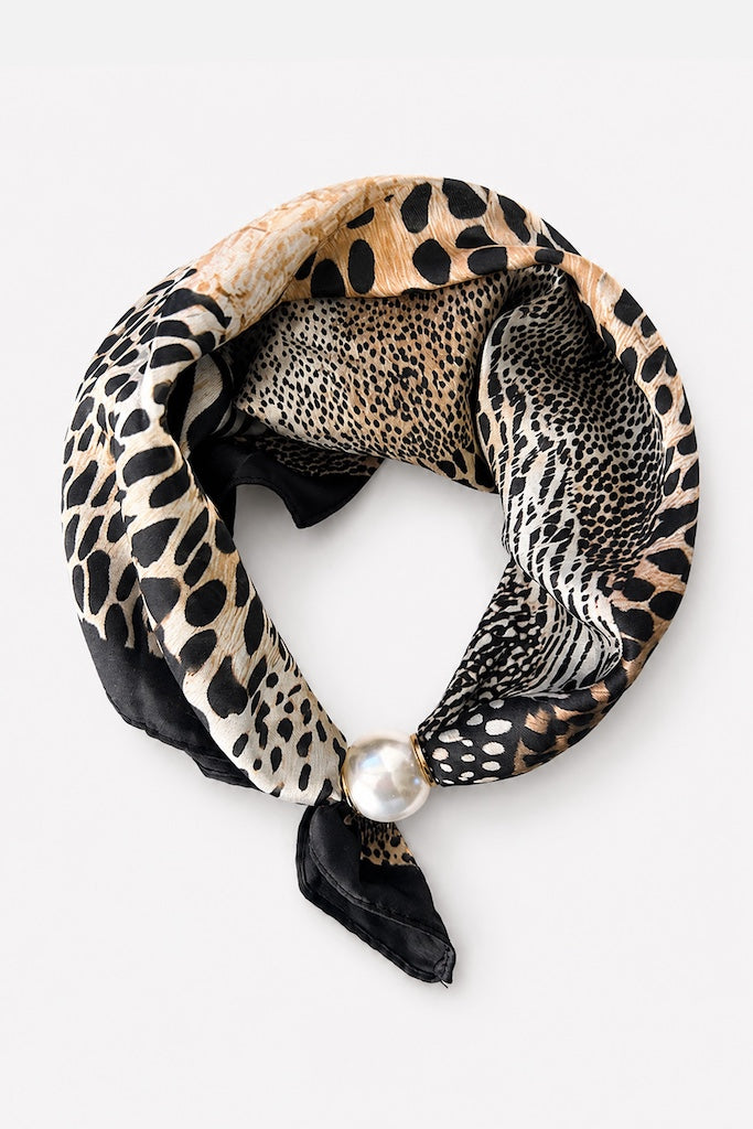 Natural Instinct Pearl Fasten Neck Tie Scarf