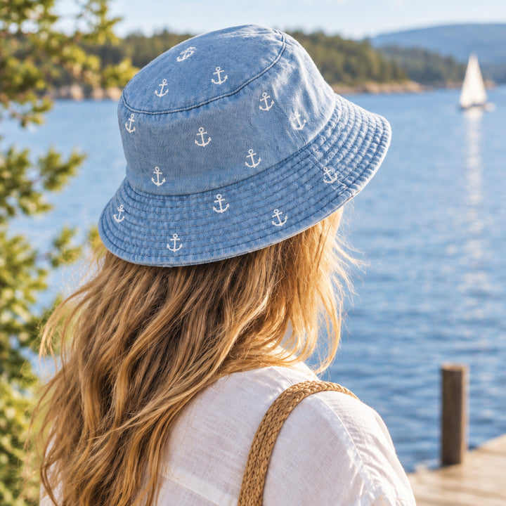 Antler Light Denim Anchor Bucket Hat