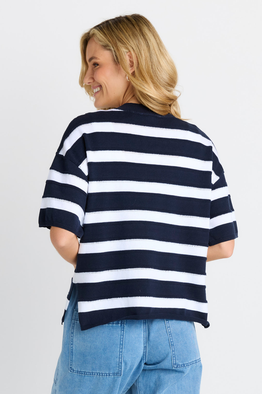 Betty Basics Navy Stripe Libby Boxy Top