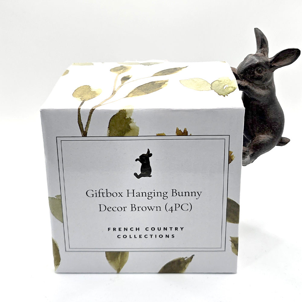 French Country Brown Hanging Bunnies Set of 4