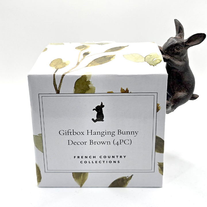 French Country Brown Hanging Bunnies Set of 4