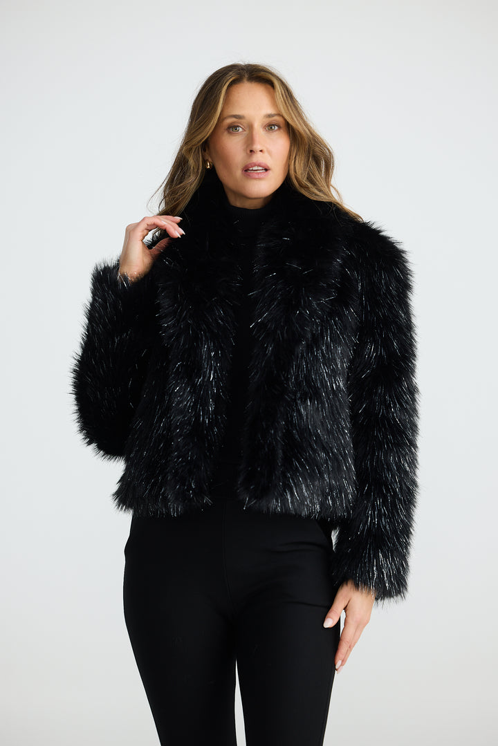 BLACK GLAMOUR FUR JACKET