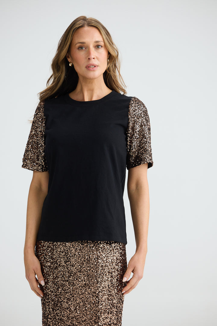 BRONZE SEQUIN RITZ TEE
