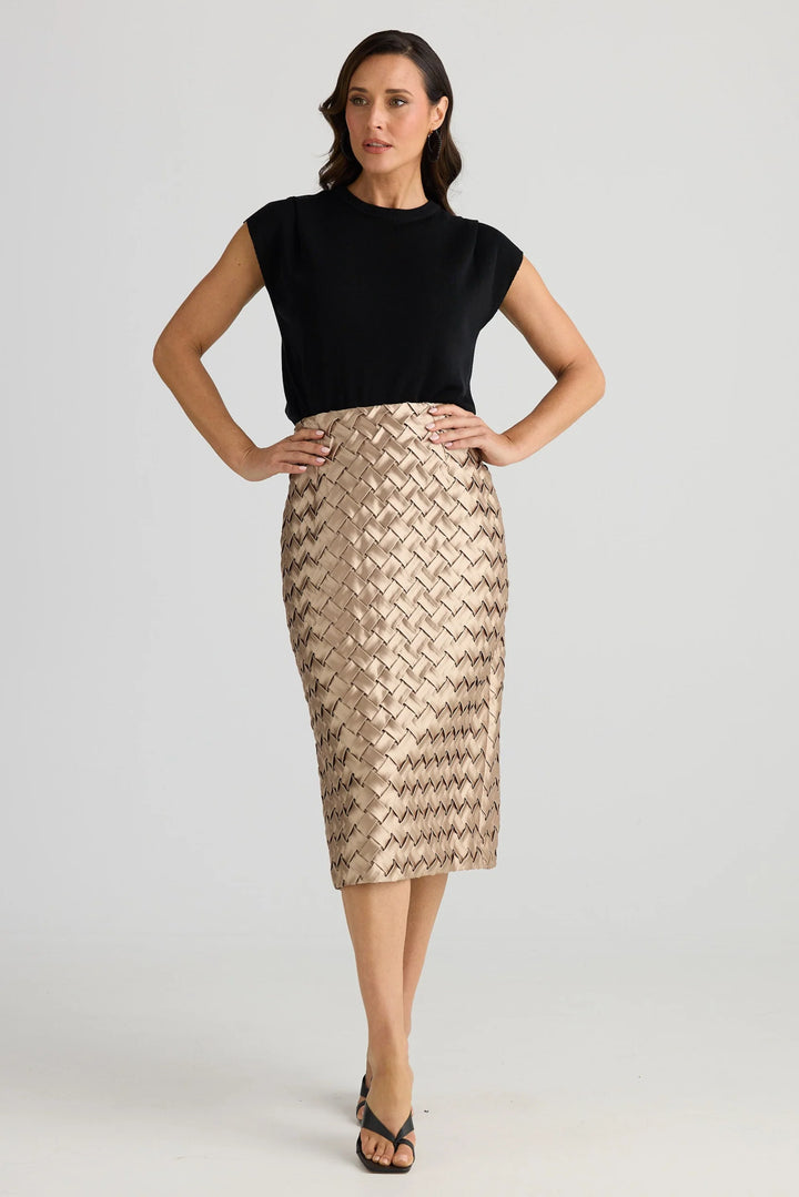 Brave & True Bronze Criss Cross Skirt