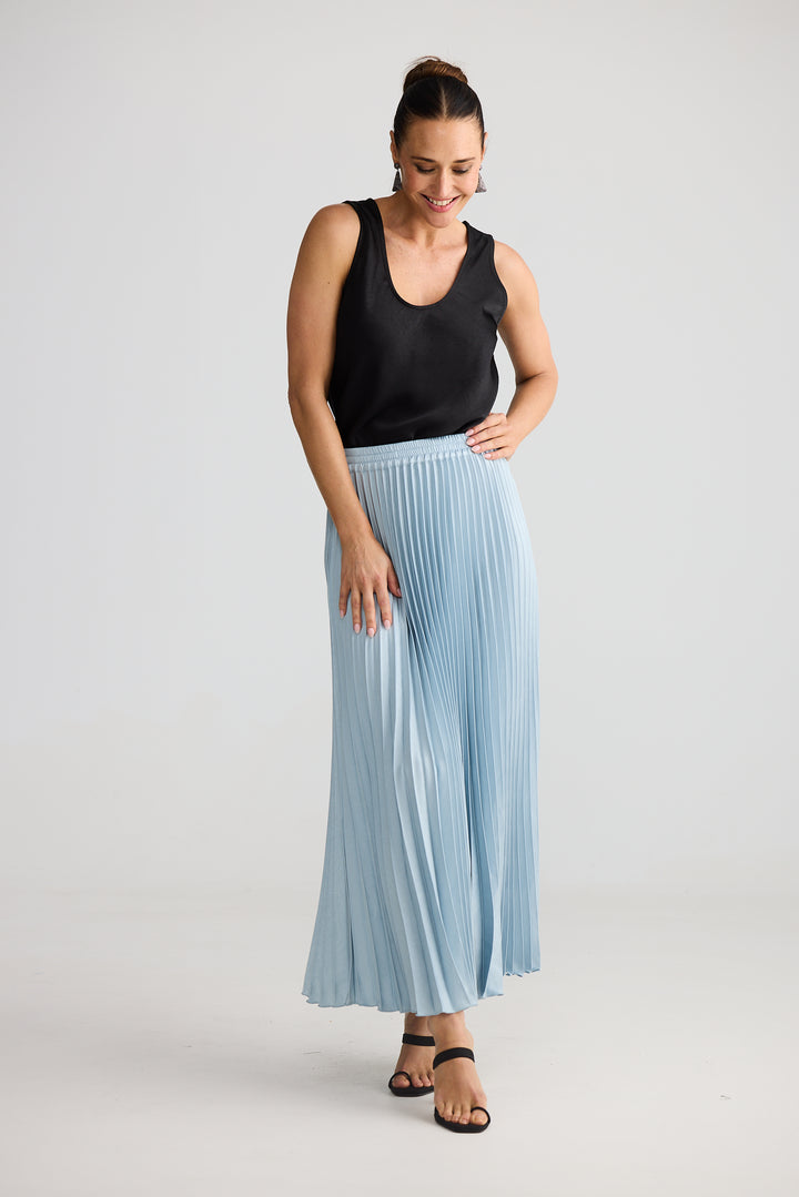 Brave & True Ice Blue Alias Pleated Skirt