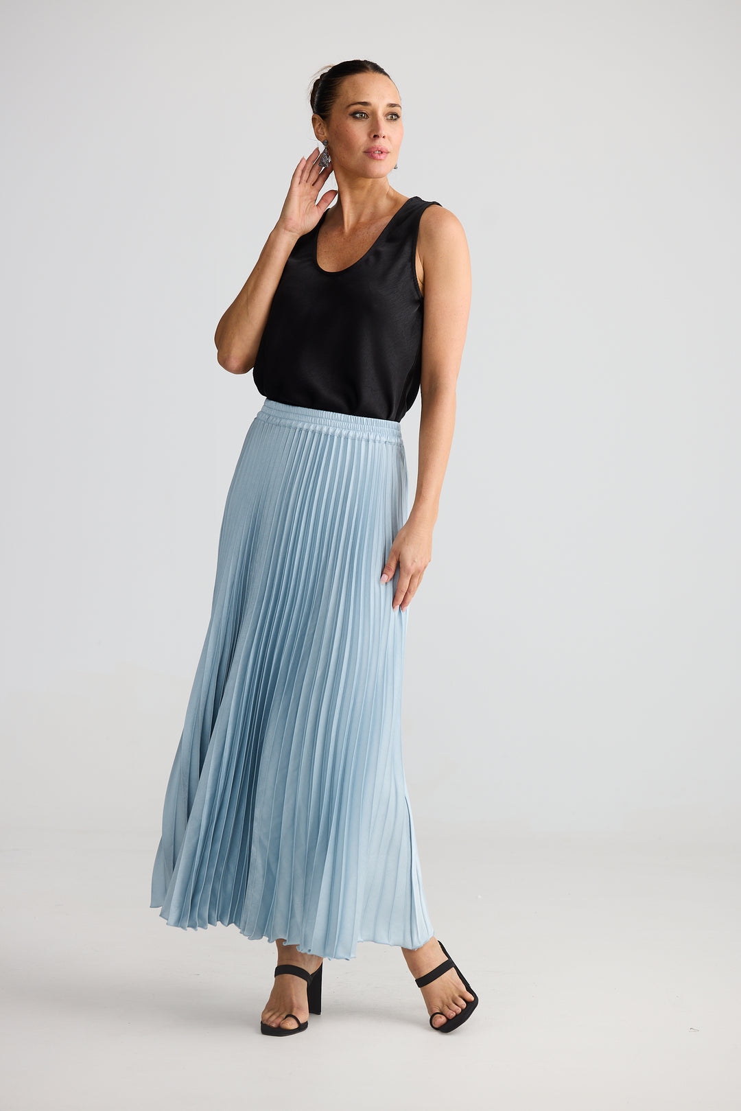 Brave & True Ice Blue Alias Pleated Skirt