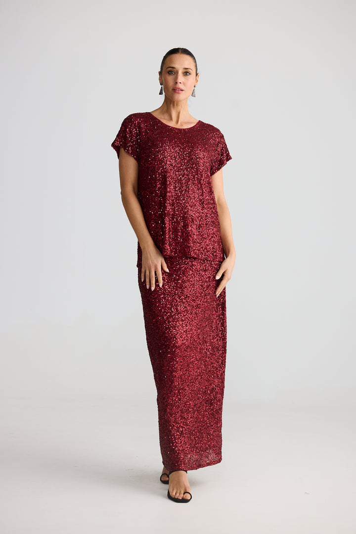 Brave & True Garnet Sequin Darcy Tee