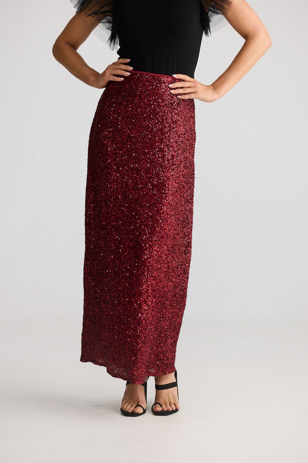 Brave & True Garnet Sequin Shari Skirt