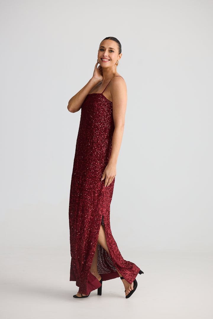 Brave & True Jazzy Garnet Maxi Dress