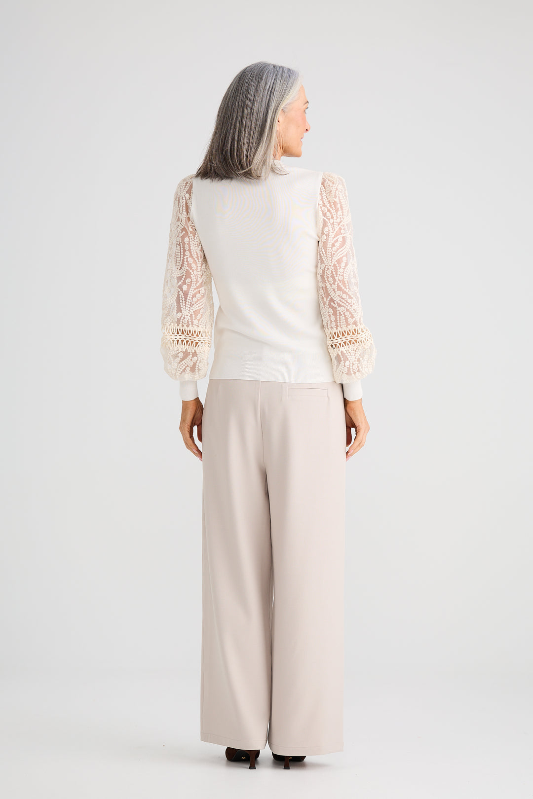 Brave & True White Janelle Knit & Lace Top