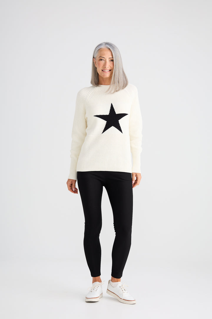 Brave & True Off White Lorelai Star Knit Sweater