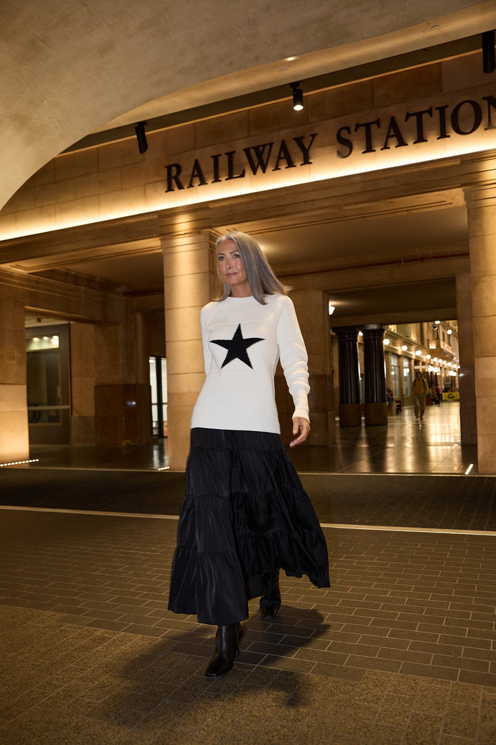 Brave & True Off White Lorelai Star Knit Sweater